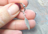 Cartilage Hoop Silver Feather Earring Boho Tragus Helix Piercing