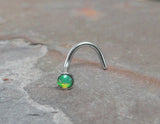 Light Peridot Green Fire Opal Nose Ring Corkscrew Tiny Nose Ring MidnightsMojo