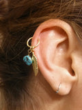 Turquoise Gold Cartilage Hoop Feather Earring Boho Tragus Helix Piercing