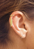 Gold Cartilage Hoop Gold Feather Earring Boho Tragus Helix Piercing