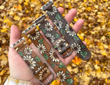 Ready To Ship Leather Watch Band Strawberry Flower Daisies and Leaves