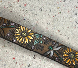 Metallic Silver Dragonflies Sunflowers Butterflies Flowers Leather Keychain Wristlet - Tooled Leather Key Chain Loop Lanyard