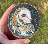 Barn Owl Wood Slice Ornament - Ready To Ship - Owl Art