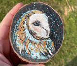 Barn Owl Wood Slice Ornament - Ready To Ship - Owl Art