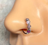 18g 20g Beaded Hoop Beaded Shades of Purple Nose Hoop Nose Ring Cartilage Hoop Tragus Hoop