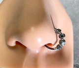 18g 20g Beaded Hoop Beaded Shades of Silver Nose Hoop Nose Ring Cartilage Hoop Tragus Hoop