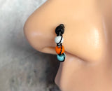 18g 20g Beaded Hoop Beaded Nose Hoop Nose Ring Cartilage Hoop Tragus Hoop Black Orange Turquoise White