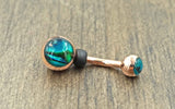 Abalone Shell Rose Gold Belly Button Ring Prong Set