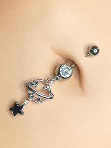 Universe Planets and Stars Dangle 316L Surgical Steel Belly Button Navel Rings