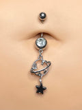 Universe Planets and Stars Dangle 316L Surgical Steel Belly Button Navel Rings