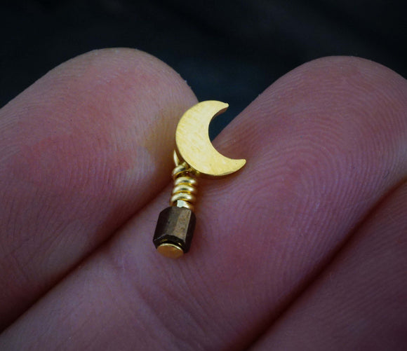 Gold Crescent Moon Helix Cartilage Tragus Earring Piercing 16 Gauge