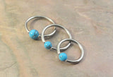 18 Gauge Turquoise Stone CBR Cartilage Hoop Earring Tragus Helix Conch