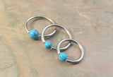 16 Gauge Turquoise Stone CBR Cartilage Hoop Earring Tragus Helix Conch