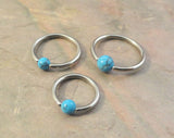 20 Gauge Turquoise Stone CBR Cartilage Hoop Earring Tragus Helix Conch