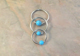 16 Gauge Turquoise Stone CBR Cartilage Hoop Earring Tragus Helix Conch