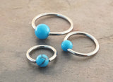 20 Gauge Turquoise Stone CBR Cartilage Hoop Earring Tragus Helix Conch