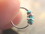 18 or 20 Gauge Turquoise Gold Nose Hoop Ring or Cartilage Hoop Earring