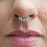 SALE - Septum Ring Clicker Daith Ring Nose Piercing 16 Gauge Sparkly Crystal