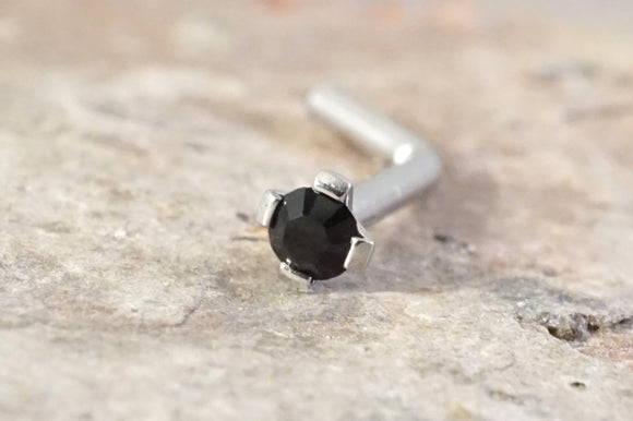 Nose Ring 18g or 20g Tiny Black Crystal Nose Piercing