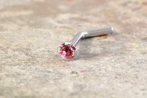 18g or 20g Tiny Pink Crystal Nose Bone Stud