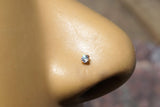 Gold Nose Stud Nose Ring Piercing 20g Gold or Rose Gold Tiny Crystal L Bend Nose Bone Stud