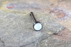 Black Nose Bone with 2mm White Opalite Gem