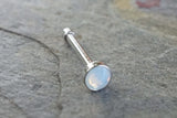 Tiny Nose Ring Opal Nose Piercing 2mm White Opalite Nose Bone