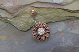 Rose Gold Belly Button Rings Sunflower Belly Ring