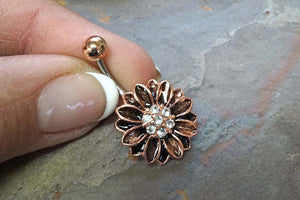 Rose Gold Belly Button Rings Sunflower Belly Ring