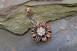 Rose Gold Belly Button Rings Sunflower Belly Ring