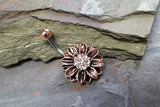 Rose Gold Belly Button Rings Sunflower Belly Ring