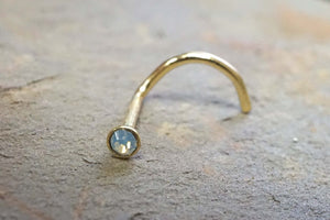 Gold Nose Ring Nose Piercing Opalite Corkscrew Nose Ring