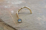 Gold Nose Ring Nose Piercing Opalite Corkscrew Nose Ring