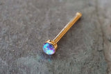 Rose Gold Nose Ring Rose Gold Nose Stud with 2mm Purple Opal