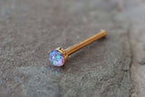 Rose Gold Nose Ring Rose Gold Nose Stud with 2mm Purple Opal