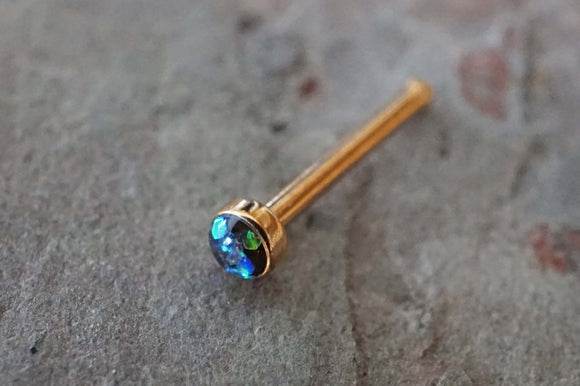 Black Opal Rose Gold Nose Ring Rose Gold Nose Stud