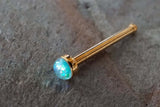 Boho Nose Ring / 14kt Rose Gold Nose Ring / Rose Gold Nose Stud with 2mm Teal Opal