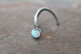 18g Opal Nose Ring Opal Nose Screw White Fire Opal Nose Stud