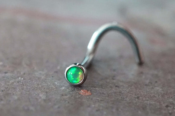 18g Green Opal Nose Ring Opal Nose Screw