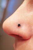 Nose Ring 18g or 20g Tiny Black Crystal Nose Piercing