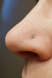 Gold Nose Ring 18g Black Opal Tiny Nose Stud