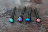 Opal Nose Stud 18g Blue Opal Tiny Black Nose Ring