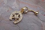 14kt Gold Belly Button Ring Horseshoe and Star