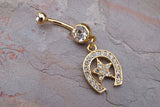 14kt Gold Belly Button Ring Horseshoe and Star