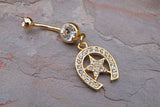 14kt Gold Belly Button Ring Horseshoe and Star