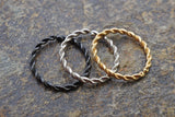 Gold, Silver or Black Braided Hoop Cartilage Hoop