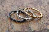 Gold, Silver or Black Braided Twisted Nose Ring Hoop