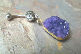 Druzy Belly Button Ring Purple Belly Button Rings