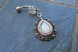 Beaded Oval Opalite Belly Button Rings