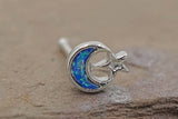 Nose Ring Nose Stud Opal Crescent Moon and Star